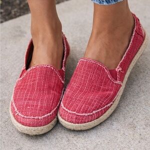 Hush Puppies Red Flats with Nautical Stitching